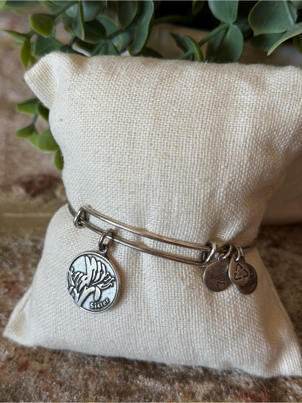 Alex and Ani | Silver 'Sister' Expandable Charm Bracelet